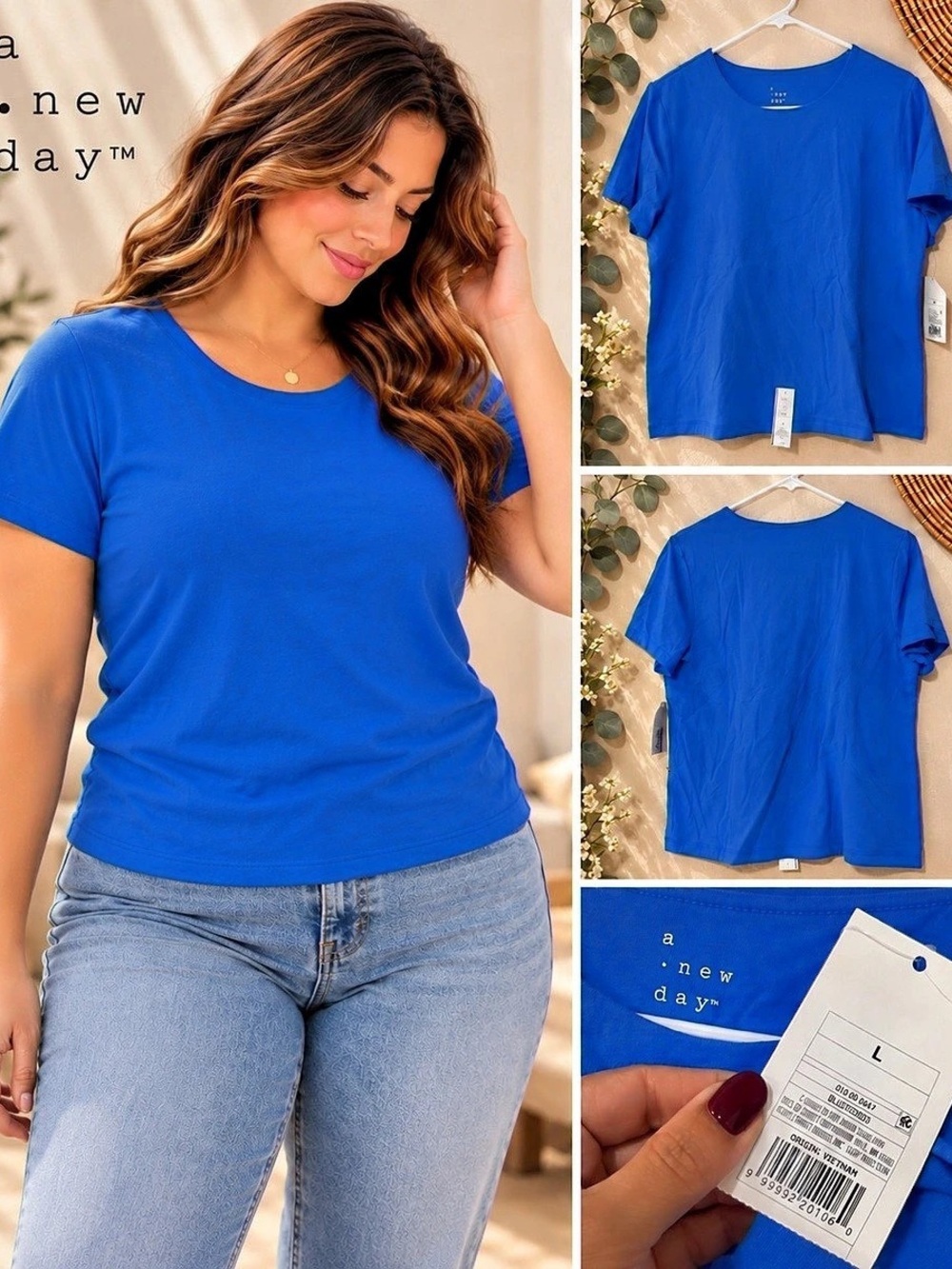a new day Short Sleeve Tee in Blue Size Large NWT
